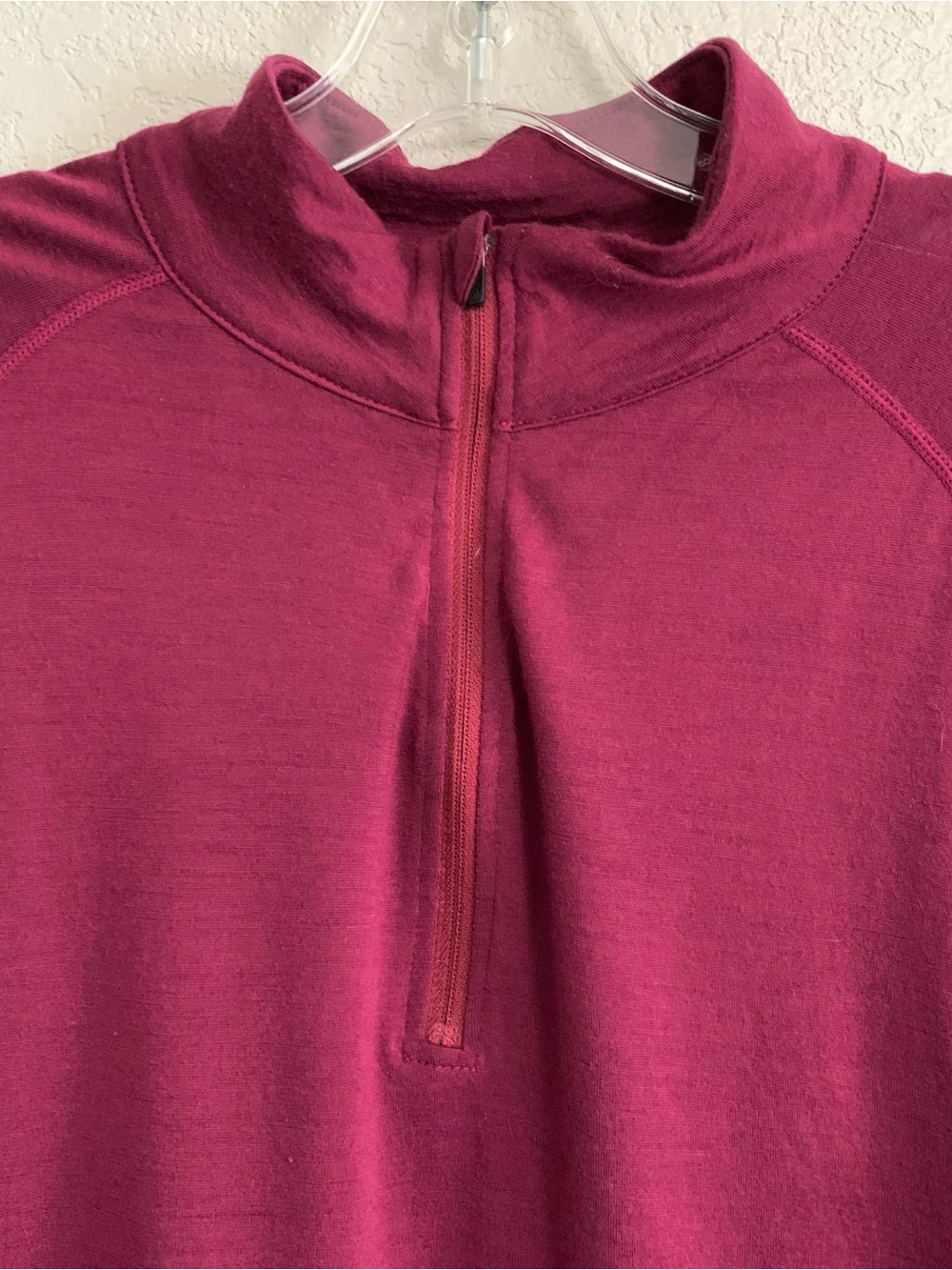 Ibex Top Womens XL Merino Wool 1/4 Zip Base Layer Side Ruched Outdoor Burgundy - Picture 4 of 13